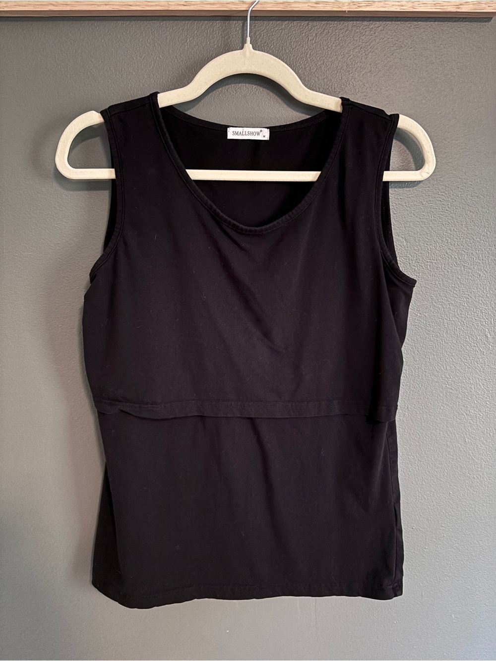 Smallswim Black Nursing Tank Top with Layered Front